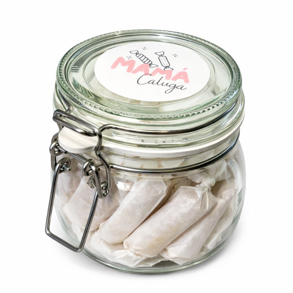 Calugas artesanales caseras en frasco de vidrio